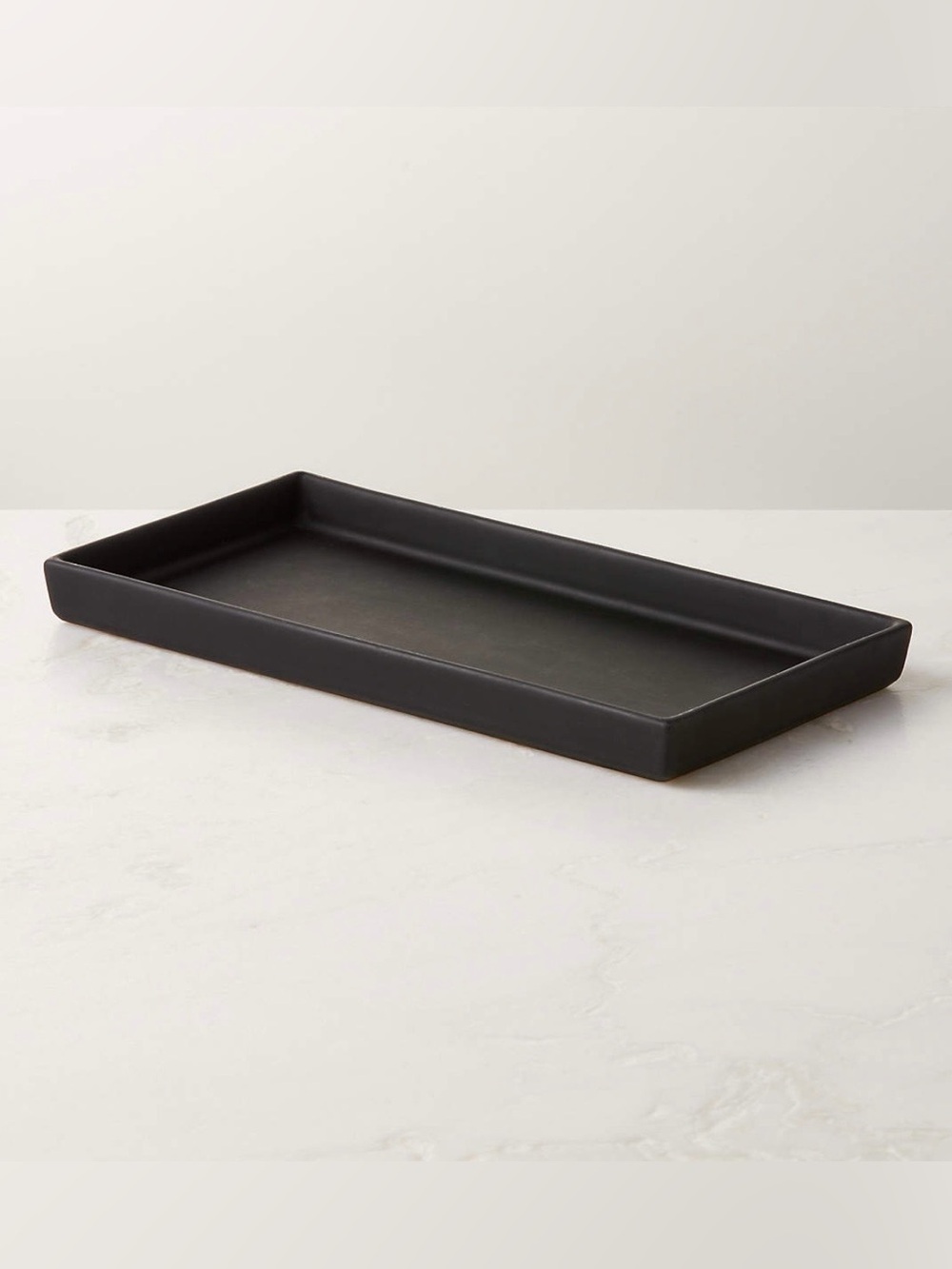 CB2 rubber coated black vanity tray